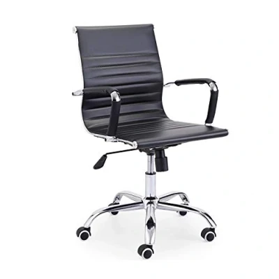 Imagen de Lucy, Silla de Oficina, Despacho o Escritorio, Acabado en Simil Piel Negro, Medidas: 64 cm (Ancho) x (Fondo) 89 99 (Alto)