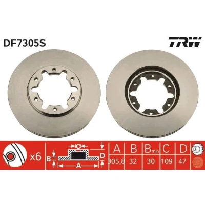 Imagen de TRW DF7305S Disco de freno 306 32 6 137 ventilado barnizado NISSAN: Patrol GR 5 SUV