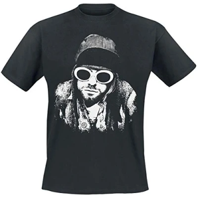 Imagen de Kurt Cobain One Colour Hombre Camiseta Negro XL, 100% algodón, Regular