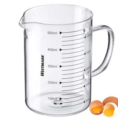 Imagen de Westmark 30692260 Jarra Medidora de Vidrio, para Medir Ingredientes, Segura Microondas, Resistente al Calor, Asa Ergonómica, 500 ml