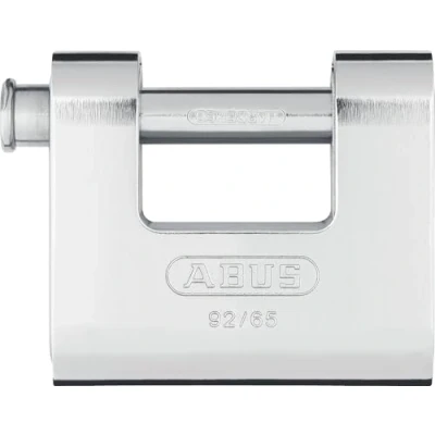 Imagen de ABUS Candado monobloque 92/65 de latón con carcasa acero para máquinas expendedoras, rejas enrollables y mucho más pestillo grueso nivel seguridad 7 plata