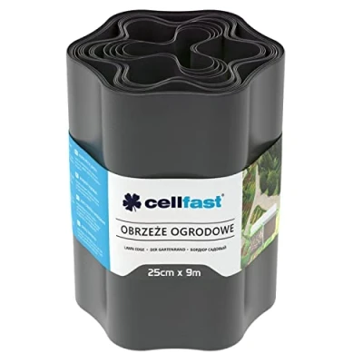 Imagen de Cellfast Borde de jardín, Cinta césped, Flexible, Resistente a los Rayos UV, Impermeable, fácil instalación, Grafito, 25 cm x 9 m