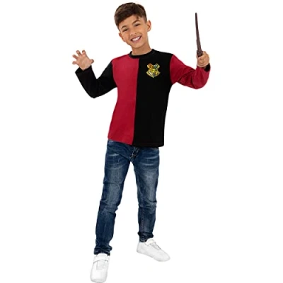Imagen de Funidelia Camiseta Harry Potter Torneo Tres Magos para niño El mejor merchandising regalar a verdaderos fans en Navidad, cumpleaños o cualquier celebración Rojo