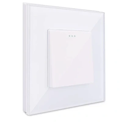 Imagen de Navaris interruptor para pared con marco de cristal Elegante luz Placa empotrable en blanco