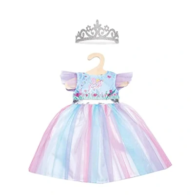 Imagen de Heless 2130 Vestido para muñecas con diseño de Hada y Unicornio, Corona Plateada, tamaño 35 45 cm
