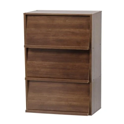 Imagen de Iris Ohyama, mobiliario, biblioteca, estante de almacenamiento, 3 puertas plegables, diseño, sólido, moderno, multi uso, escritorio, habitación, salón Flap Rack Chr Marron
