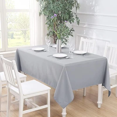 Imagen de GREATOYAR Mantel Antimanchas Rectangular, Impermeable, Hule Mesa, Resistente, Lavable, Ideal para Interiores y Exteriores, Decoración de Gris, Medida 180x300cm