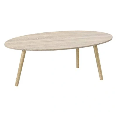 Imagen de [en.casa] Mesa de Centro Viborg 109,5 x 59,5 39,5 cm Salón Auxiliar con 3 Patas Trípode Baja Café o Té Efecto Roble y Madera