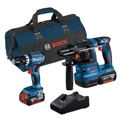 Imagen de Bosch Professional set de GSB 18V 45 + GBH 22 (incl. 2 baterías 4,0 Ah, cargador GAL 40, en bolsa herramientas)