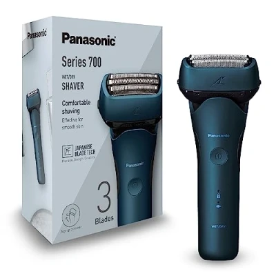 Imagen de Panasonic Series 700 ES ALT4B Afeitadora Eléctrica 3 Hojas para Uso en Seco y Húmedo Hombres, Inalámbrica Impermeable, Sensor Receptivo, Cabezal Flexible, Trimmer, Agarre Ergonómico, Azul