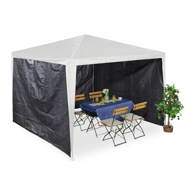 Imagen de Relaxdays Laterales de Carpa con Cierres Contacto 2 x 3 m, Set 3, Impermeables, Poliéster, sin Ventanas, Gris, 200 300 0.1 cm