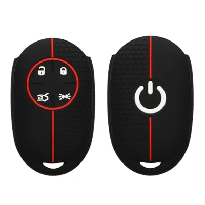 Imagen de kwmobile Carcasa Compatible con Llavero de Fiat 500E Llave Coche 4 Botones Funda para Mando Silicona Negro/Rojo