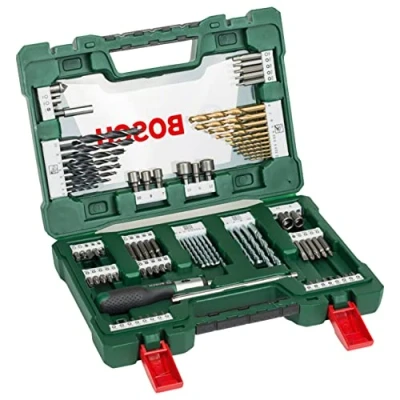 Imagen de Bosch Maletín de 91 V Line unidades para taladrar y atornillar (para madera, piedra metal, con destornillador dinamométrico barra imantada, Accesorios herramientas perforación atornillado)