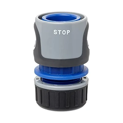 Imagen de TATAY Conector Rápido STOP Premium para Mangueras de 1/2 pulgadas 12,5mm 5/8 15mm, a Racor Universal, Fácil Instalación, Protección Solar, Gris Negro