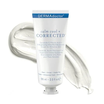 Imagen de DERMAdoctor Calm Cool + Corrected Crema Hidratante Ultra Rica en Ceramidas C Ácido Ferúlico E para Piel Sensible, 2.0 fl oz
