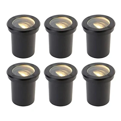 Imagen de Qazqa Moderno Set de 6 focos suelo exterior negro orientable IP65 Delux Acero inoxidable/Plástico/Vidrio Redonda Adecuado para LED Max. 1 x 50 Watt