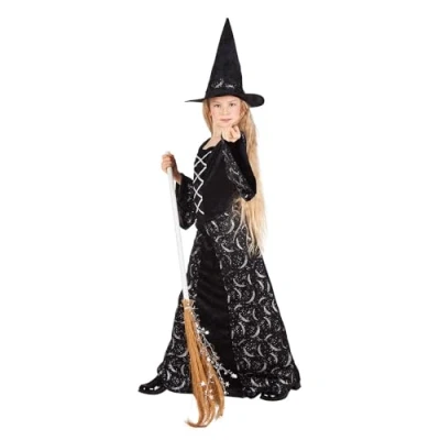 Imagen de Boland Set de disfraces bruja magica para niños, vestido largo con sombrero, carnaval, halloween o fiesta tematica