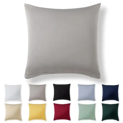 Imagen de Alreya Funda de Almohada 100% Algodón Jersey 80 x cm Gris Claro Cojín para Cama 80x80 sofá hipoalergénica