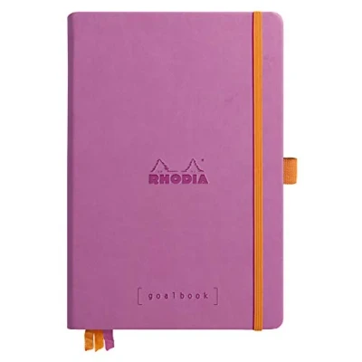 Imagen de Rhodia 117570C Libreta flexible Rhodiarama Goalbook plateada, A5 (14,8 x 21 cm), 240 p, puntos, papel Clairefontaine 90 g/m2, 2 cintas, cierre elástico, piel sintética, color lilas carnet rigide