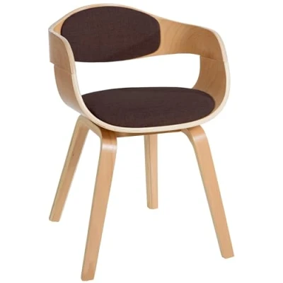 Imagen de CLP Silla De Visita Kingston En Tela I Madera con Respaldo Semi Curvado Butaca Salón Estilo Escandinavo I, Color:Natural/marrón