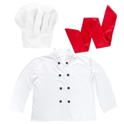 Imagen de W WIDMANN MILANO Party Fashion conjunto de disfraz chef, gorro, chaqueta, bufanda, fiesta temática, carnaval