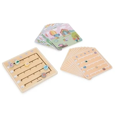 Imagen de Mamabrum Juego de Memoria Madera ¿Dónde están los Animales?, Tablero laberíntico, 20 Cartas, estimula sentidos, Entrena la percepción niños
