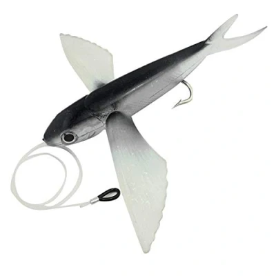 Imagen de Momangel AvióN Simple LíNea De CinturóN Peces Pez Volador Pesca En Mar Cebo Suave AtúN SeñUelo ala Grande Black with Hook