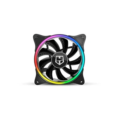 Imagen de Nox Hummer X FAN NXHUMMERXFAN Ventilador PC 120 mm, doble anillo LED ARGB Rainbow, ultra silencioso con pads goma antivibración, gran flujo de aire, 3 pines, color negro
