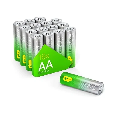 Imagen de GP Pilas AA 1,5 V Super Alkaline Longlife G Tech, Paquete de Almacenamiento con 16 Mignon R6