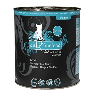 Imagen de catz finefood Purrrr Comida húmeda para Gatos con monoproteína de Oveja, n 113, sensibles a la nutrición, 70% Carne, 6 latas 800 g