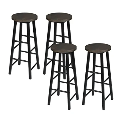 Imagen de WOLTU 4X Taburete de Bar Muebles Cocina Silla Comedor Alto para Salon Estructura Metal, MDF Negro+Hierro BH130srs 4