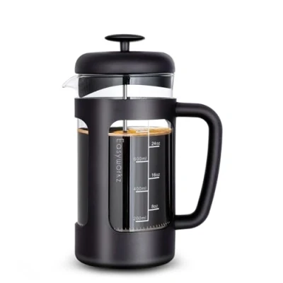 Imagen de Easyworkz Cafetera de prensa francesa con vidrio borosilicato resistente al calor, 1000 ml
