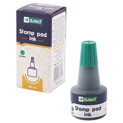 Imagen de D.RECT tinta para sellos de 30 ml rellenar almohadillas tinta, base agua, verde