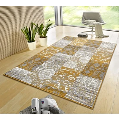 Imagen de Hanse Home Gloria Alfombra de 160 x 230 cm, Multicolor, Moderna, Terciopelo, para Pasillo, Comedor, Dormitorio, habitación los niños, salón, Cocina, Color Mostaza