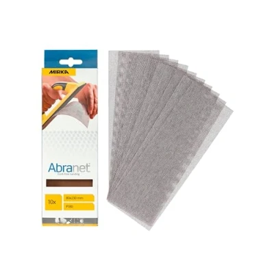 Imagen de Mirka Abranet tiras de lijado malla 80x230mm / hojas con velcro grano P180 10 piezas AE175F1018 para el sin polvo madera, masilla, barniz, plásticos