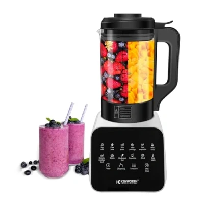 Imagen de licuadora y máquina de sopas, 12 programas automáticos, licuadoras 1200 W para procesador alimentos cocina, 8 cuchillas extraíbles, fácil limpiar, jarra vidrio, manipulación,