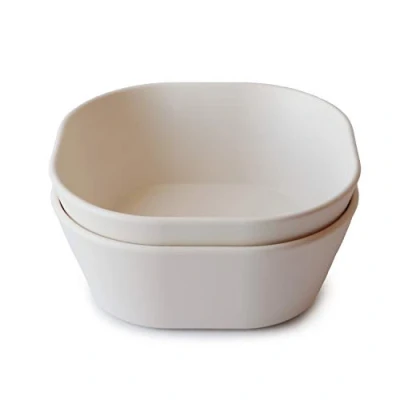 Imagen de mushie Cuencos Cuadrados para Niños Set de 2 Fabricados en Dinamarca Libres BPA Aptos lavavajillas Equipamiento inicial seguro, duradero Ivory