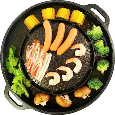 Imagen de TomYang Sartén de camping para barbacoa La auténtica parrilla y hot pot tailandés, coreana, olla mookata tailandesa.