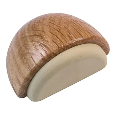 Imagen de Amig Tope o Retenedor de Suelo Adhesivo Semicircular Decorativo Madera con Acabado Roble y Goma en Color Beige Protege Golpes las Paredes Muebles Diámetro Ø45 x 25 mm