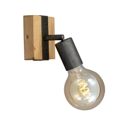 Imagen de BRILONER aplique de pared vintage, foco e27, orientable y giratorio, madera interior, retro, 10x10,3x9 cm, 2900 011, Metal Oscuro