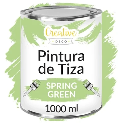 Imagen de Creative DECO 1L Verde Primavera Pintura a la Tiza para Muebles Chalk Paint Madera Mate y Lavable sin Lijar Renovación, Decoración, Manualidades Posible Efecto de Barrido Gradiente