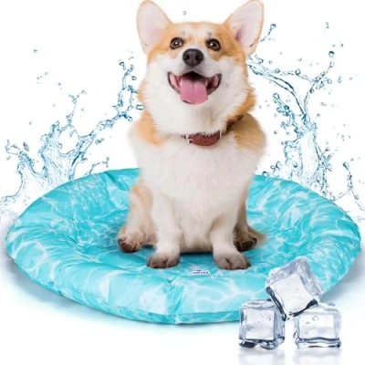 Imagen de Nobleza Alfombra Refrescante para Perros, Cama Perro Fria, Manta Mascotas Pequeños y Medianos, Gatos en Verano, Auto Refrigerante, No tóxico, Orbicular, M, 72CM