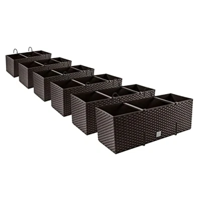 Imagen de 6 jardineras con aspecto de ratán, soportes, para balcón, jardineras, Umbra