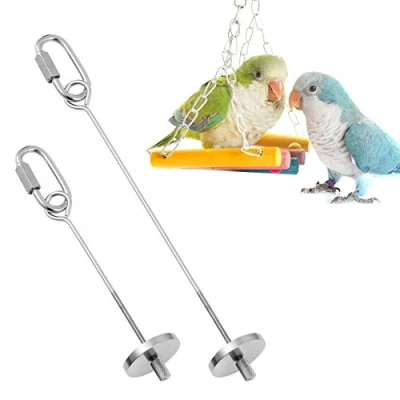 Imagen de AKlamater Pinchos para loros, 2 unidades, acero inoxidable, soporte alimentos, frutas, verduras, juguete loros