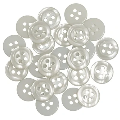 Imagen de AERZETIX C67921 Juego de 25 Botones coser redondos Ø11.5x2mm con 4 agujeros 18L L18 borde color gris claro en plástico apertura 1.8mm moda mercería costura ropa decoración