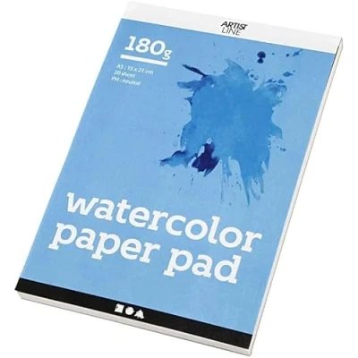 Imagen de Aquarellblock Bloc de hojas para pintura con acuarela (tamaño A5, 15 x 21 cm, 20 hojas), color blanco