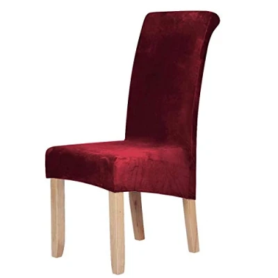 Imagen de Freedconne Fundas para silla de comedor, terciopelo y elastano, terciopelo, rojo vino, Set of 2 (Large)