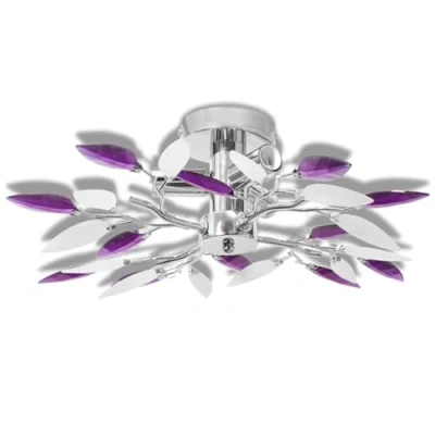 Imagen de vidaXL Lámpara de Techo Original Forma Hojas Casquillo E14 Blanco y Morado