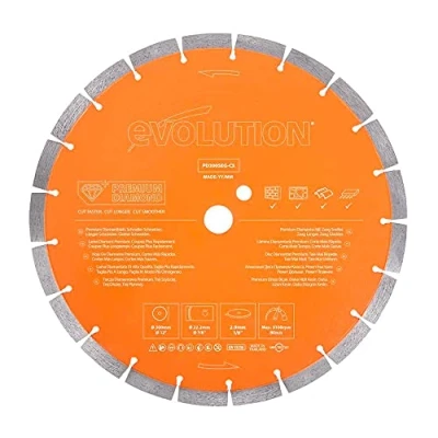 Imagen de Evolution Hoja de diamante prémium 300 mm para cortadora disco con elevada concentración diamante, borde segmentado y orificio 22,2
