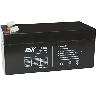 Imagen de DSK 10357 Batería de Plomo AGM Recargable y Sellada 12V 3,3 Ah. Ideal para Coche Motos eléctricos niños, Sistemas SAI/UPS, Seguridad comunicación, Luces Emergencia…